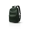 3 Forest green minimalist leather backpack, side angle studio shot"
