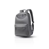 4 Grey minimalist leather backpack with padded straps, studio shot