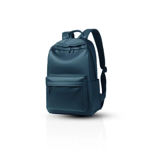 5 Navy blue minimalist leather backpack, studio shot