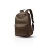 6 Brown minimalist leather backpack, front angle studio shot"