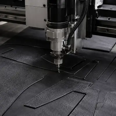 Precision cutting stage of leather jacket production