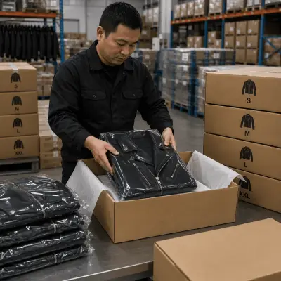 Packing stage in how a leather jacket is made